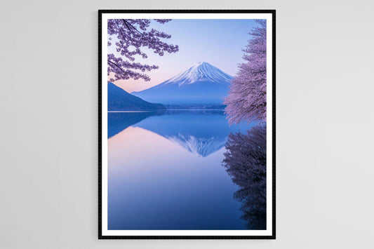 Affiche Lac Kawaguchi – Poster Reflet du Mont Fuji et Cerisiers en Fleurs