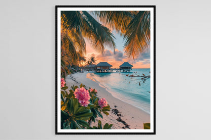 Affiche Polynésie Française – Poster Plage Matira, Sable Fin & Lagune Cristalline