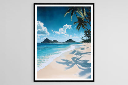 Affiche Lanikai Beach – Poster Giclée Sable Blanc et Eau Bleue Claire