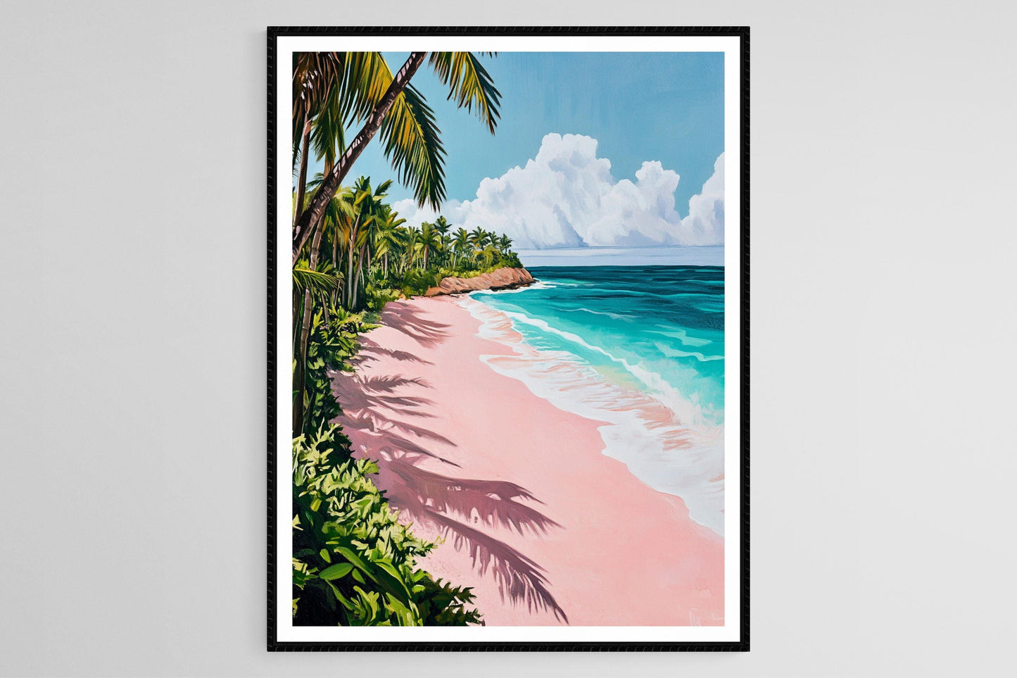 Affiche Bahamas – Poster Plage de Sable Rose et Vagues Douces