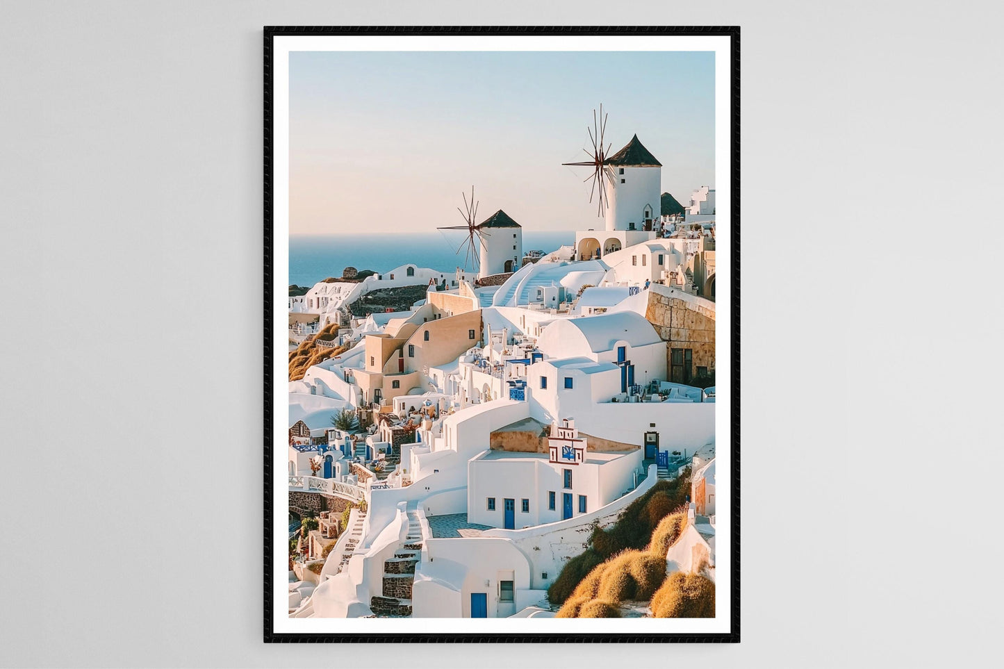 Affiche Santorin – Poster Éoliennes et Bâtiments Blanchis à la Chaux