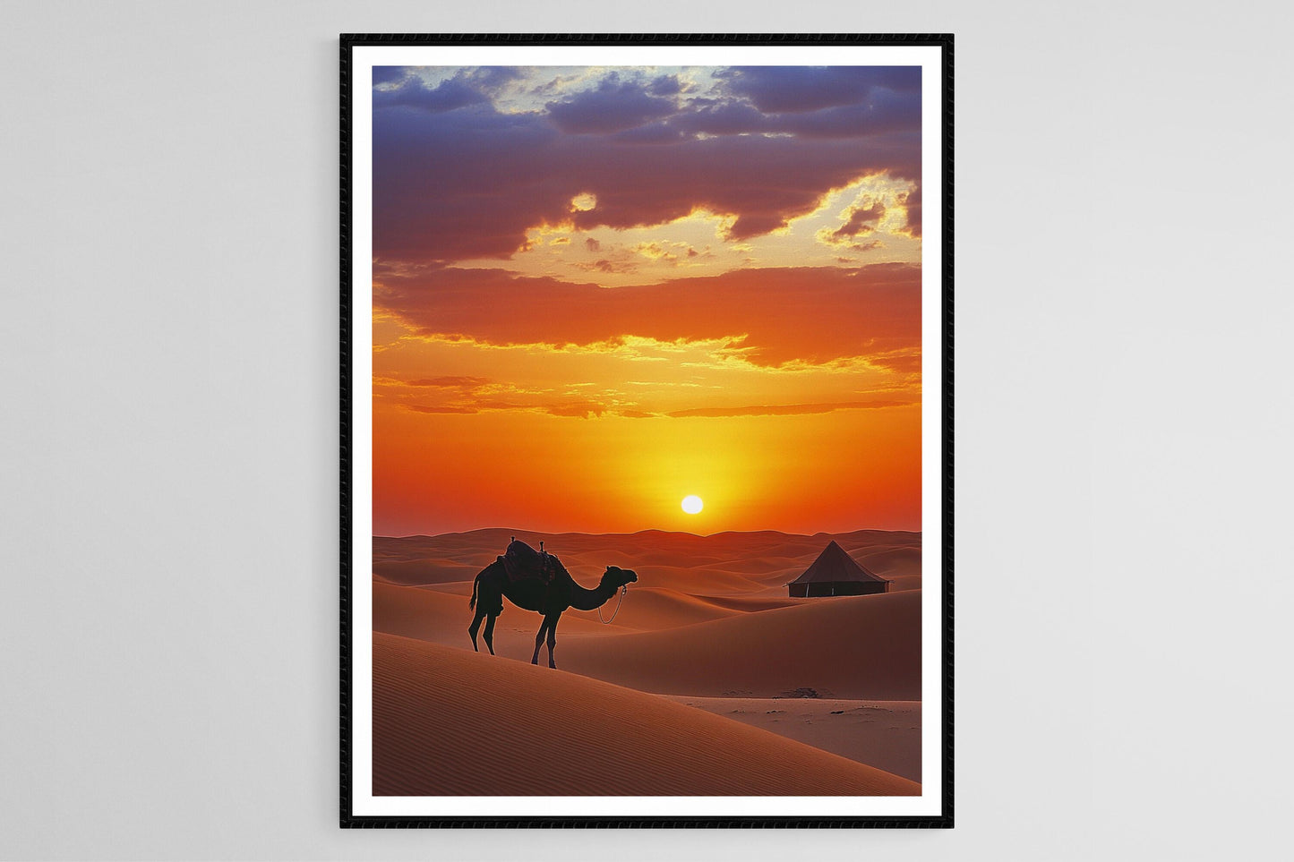 Affiche Désert du Sahara – Poster d'un chameau solitaire sur sable doré