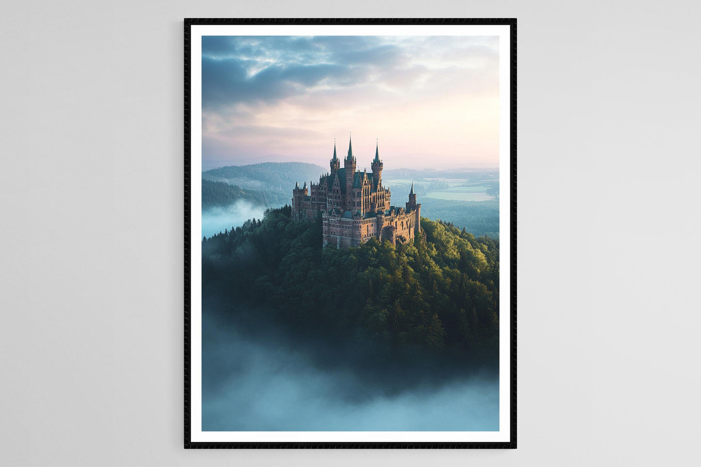 Affiche Château de Hohenzollern – Poster Forteresse gothique en montagne