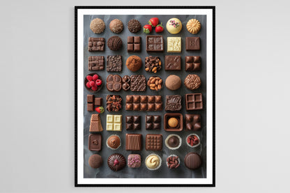 Affiche Carrés de Chocolat Noir – Poster Décor Gourmet de Cuisine