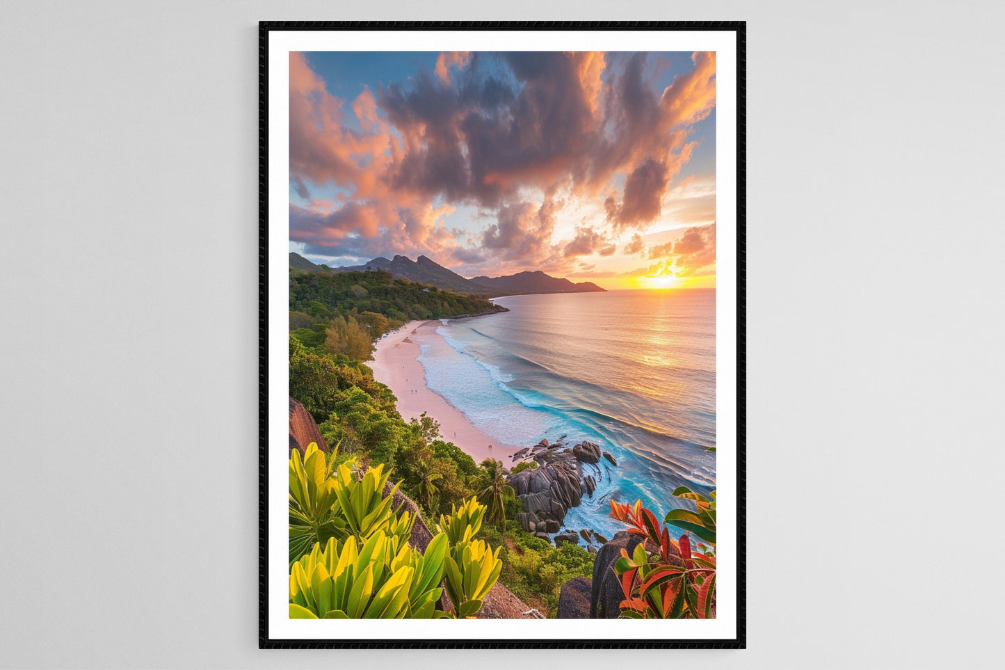 Affiche Coucher de Soleil Seychelles – Poster Plage Paradisiaque à Victoria