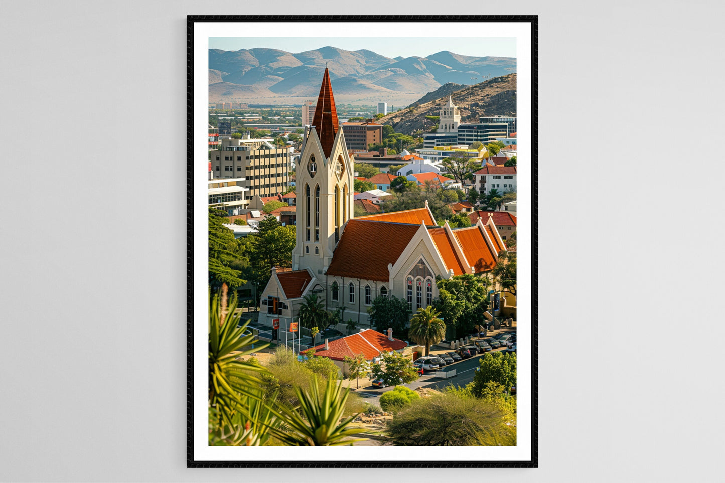 Affiche Windhoek – Poster Art de la Skyline et Architecture Coloniale Allemande