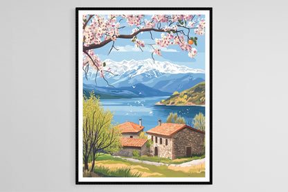 Affiche Prespa Lake – Poster Art des vergers en fleurs en Macédoine