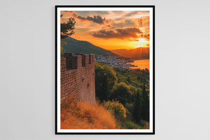 Affiche Herceg Novi – Poster d'Art de la Forteresse Ancienne de Montenegro