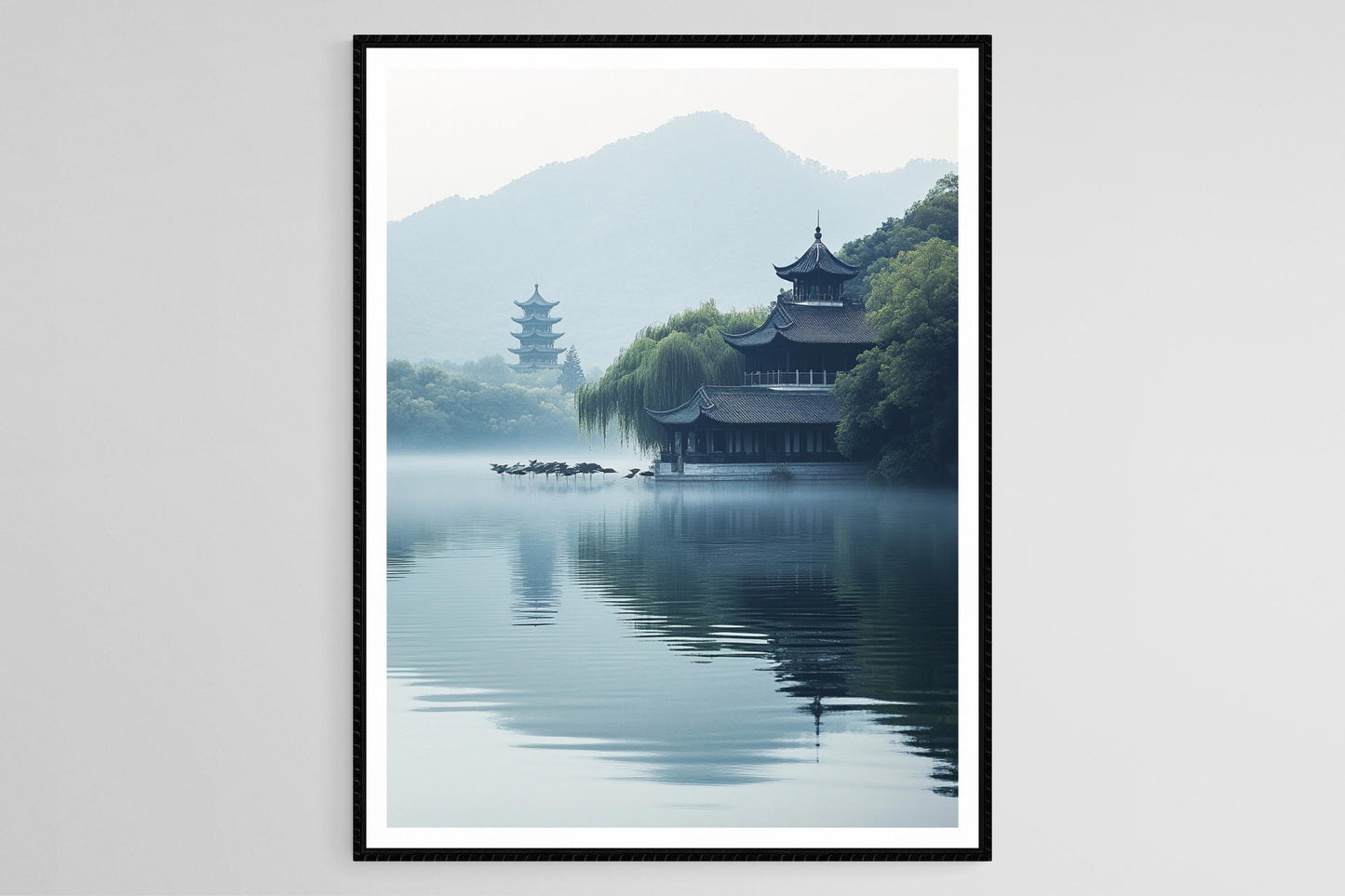Affiche Lac de l'Ouest de Hangzhou – Poster Pagodes Traditionnelles et Eaux Calmes