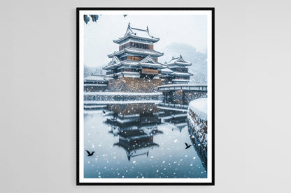 Affiche Château de Matsumoto – Poster Art du Japon, Forteresse Corbeau Noir