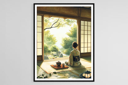 Affiche Cérémonie de Thé Japonaise – Poster Sérénité d'une Salle de Thé