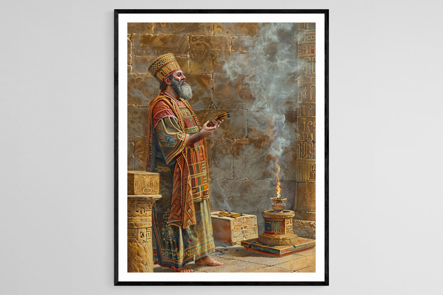 Affiche Prêtre Sumérien – Poster Art de Cérémonie Mésopotamienne