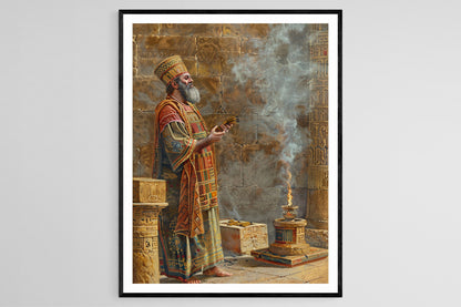 Affiche Prêtre Sumérien – Poster Art de Cérémonie Mésopotamienne