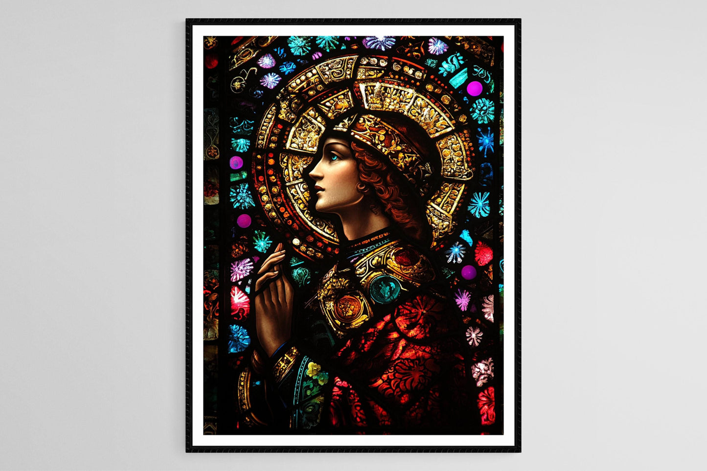 Affiche Vitrail - Poster Art chrétien avec Saint en détail