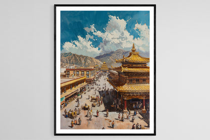 Affiche Temple Jokhang – Poster Art Culturelle Toit Doré Lhassa