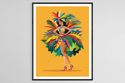 Affiche Samba Brésilienne – Illustration Chic de Robe Traditionnelle