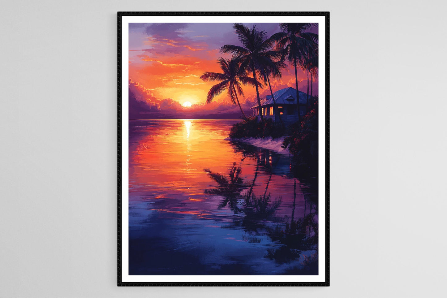 Affiche Coucher de Soleil en Floride – Poster Palmier Tropical et Océan Vibrant