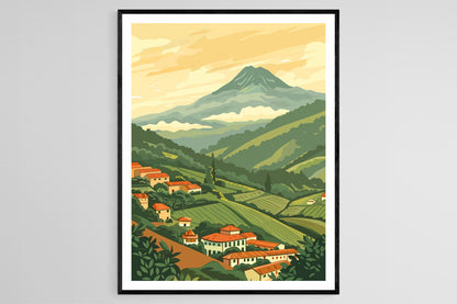 Affiche Boquete Panama – Poster Paysage montagneux géométrique, plantation de café