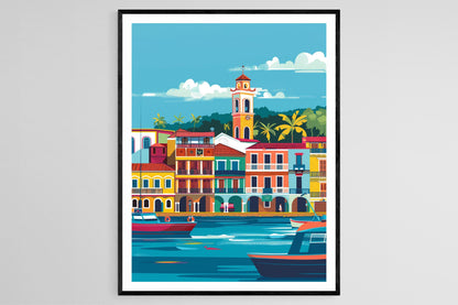 Affiche Colón – Impression d’art, ville portuaire historique des Caraïbes