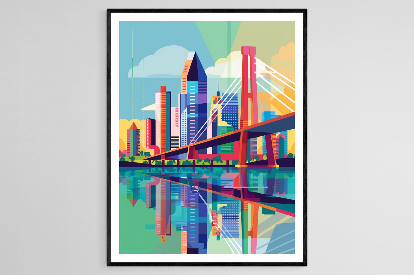 Affiche Ciudad del Este – Imprimé moderne du Pont de l'Amitié