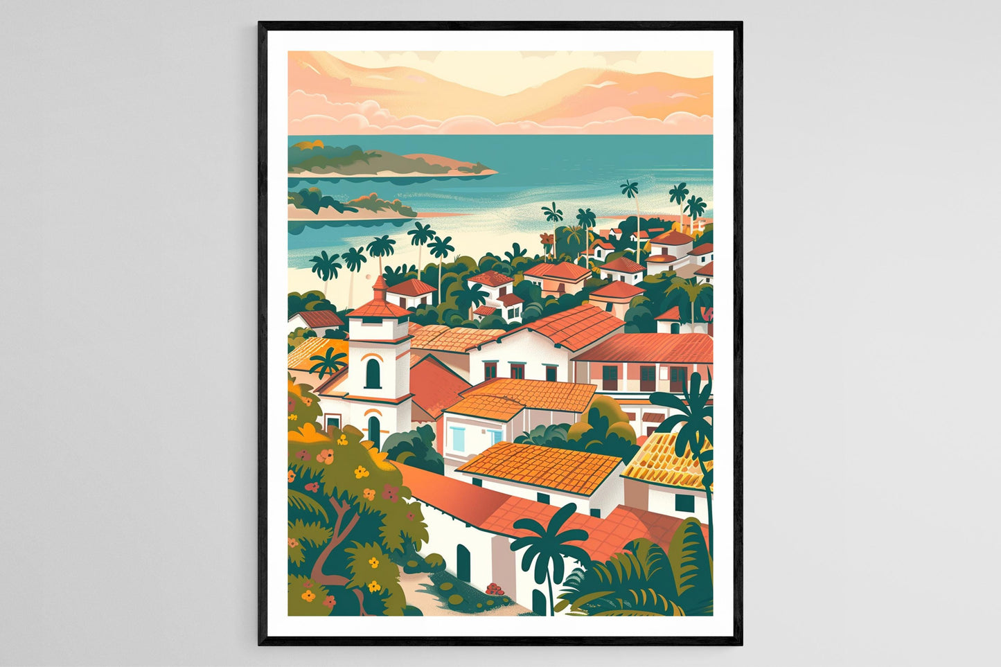 Affiche Areguá Paraguay – Impression Art, Ville Coloniale & Lac Ypacaraí