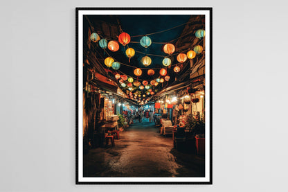 Affiche Jonker Street Malacca – Poster Marché de Nuit, Lanternes Colorées
