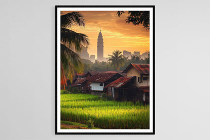 Affiche Alor Setar Kedah – Poster Tour au Lever du Soleil et Maisons Traditionnelles