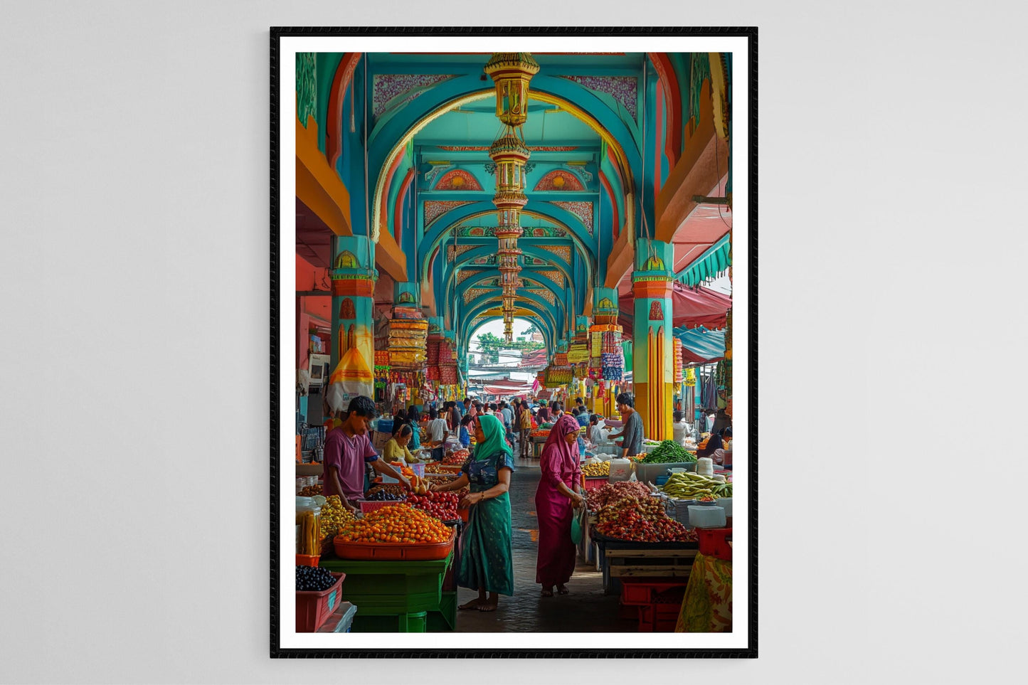 Affiche Kota Bharu – Poster Art du Marché Central avec des Étalages Vibrants