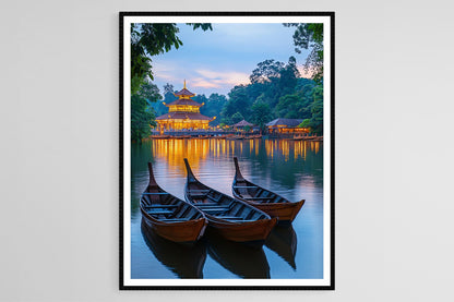 Affiche Kuching Sarawak – Poster Art de Malaisie, Scène du Front de Mer