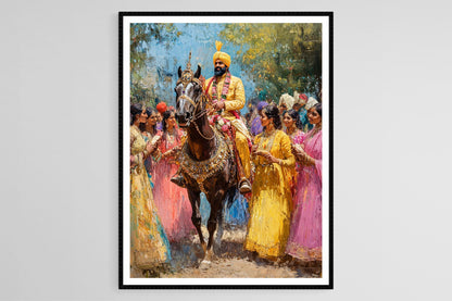 Affiche Mariage Punjabi – Impression artistique de cortège traditionnel