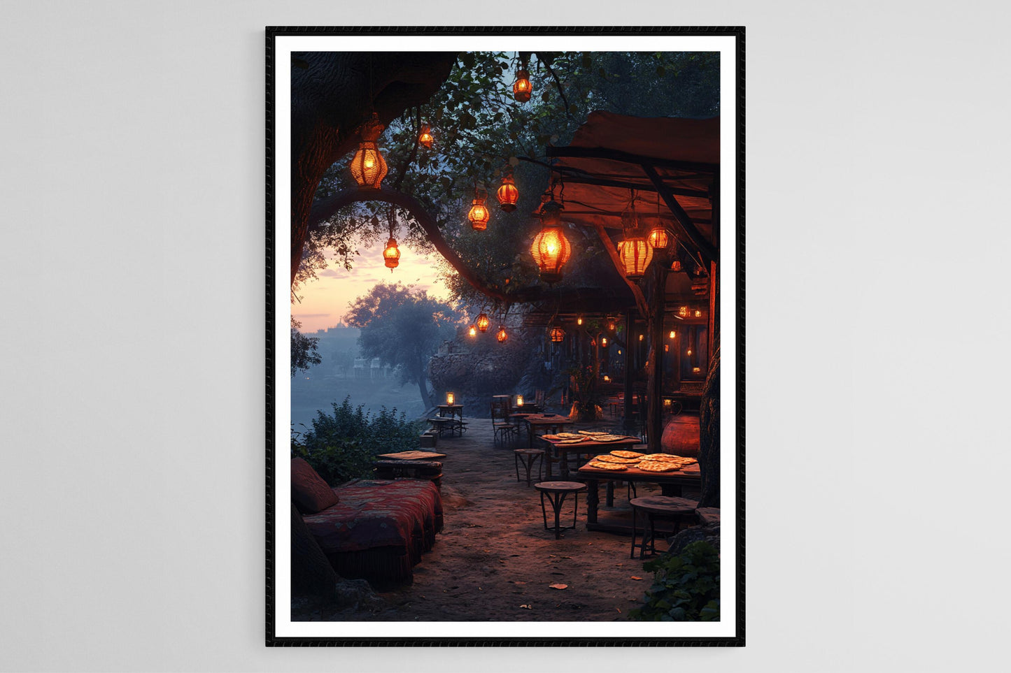 Affiche Punjabi Dhaba – Impression Art Route, Charpais Traditionnelles