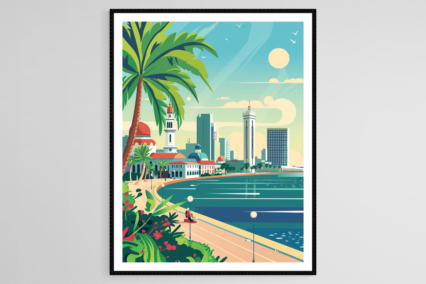 Affiche Jeddah Corniche – Poster Art de la Mer Rouge et Mosquée Al Rahma