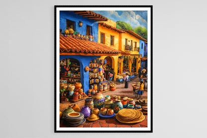 Affiche Marché Vénézuélien – Poster Arepas et Céramique Artisanale