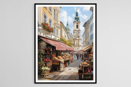 Affiche Marché de Vienne – Poster Schnitzels et Strudel aux Pommes