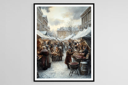 Affiche Helsinki – Poster Marché finlandais avec viande de renne et jus de canneberge