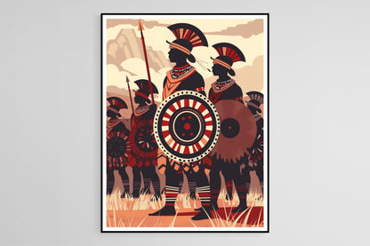 Affiche Shaka Zulu – Impression artistique du leader légendaire et de son attire traditionnelle