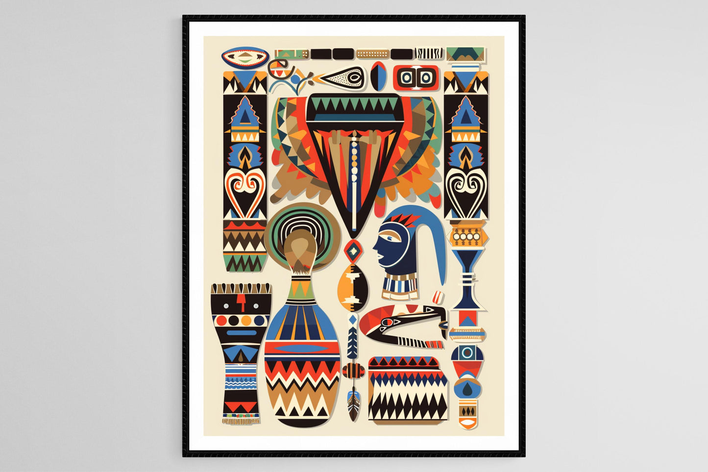 Affiche motifs zoulous traditionnels – Poster illustration perles détaillée