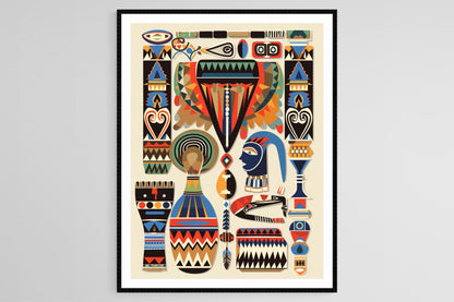 Affiche motifs zoulous traditionnels – Poster illustration perles détaillée