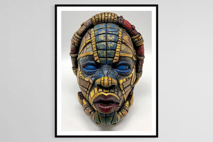 Affiche Masque Africain Authentique – Poster Décor Tribal Fait Main