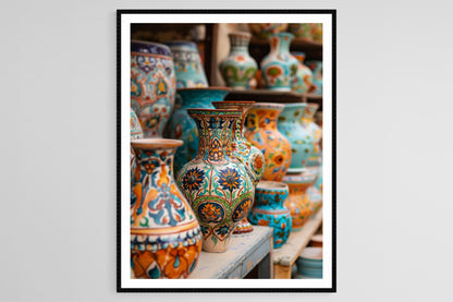 Affiche en céramique de Nishapur – Art traditionnel aux glaçures et motifs