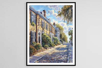 Affiche Charleston - Impression artistique des manoirs historiques et rues pavées