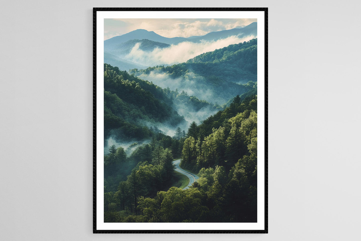Affiche Montagnes Blue Ridge – Impression artistique des collines embrumées