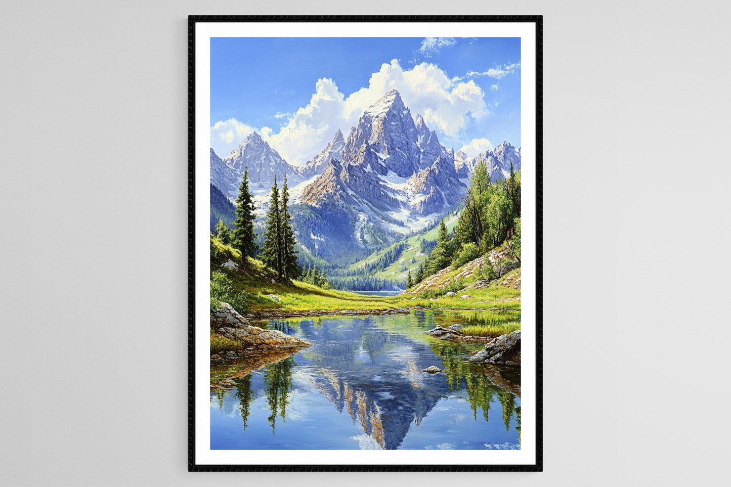 Affiche Grand Tetons – Poster Print des Pics Aiguisés et Prairies Alpines