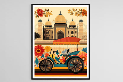 Affiche Rickshaw – Impression Artistique du Transport Indien Coloré