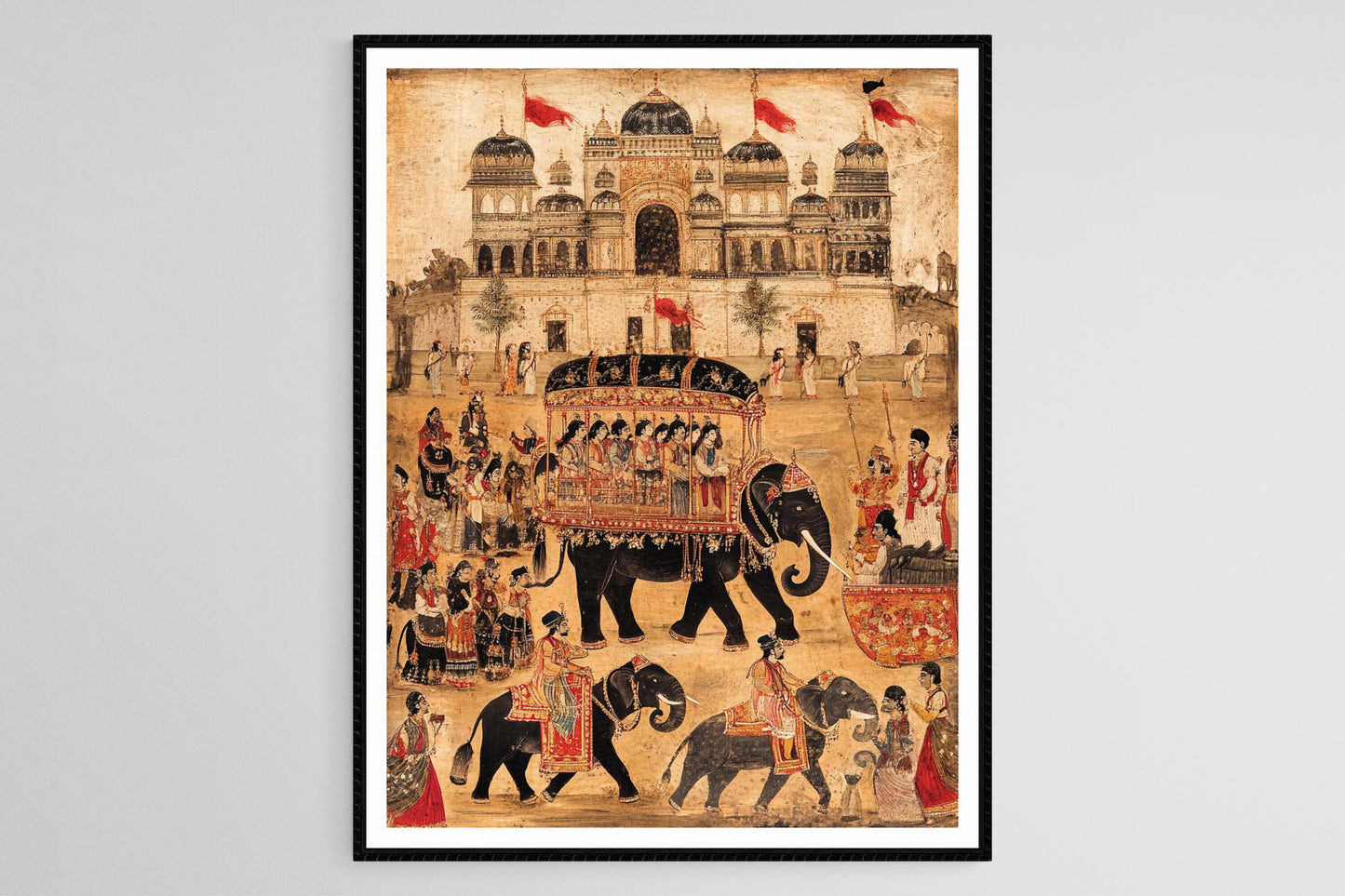 Affiche Empire Maurya – Impression d'une procession royale avec éléphants et chars