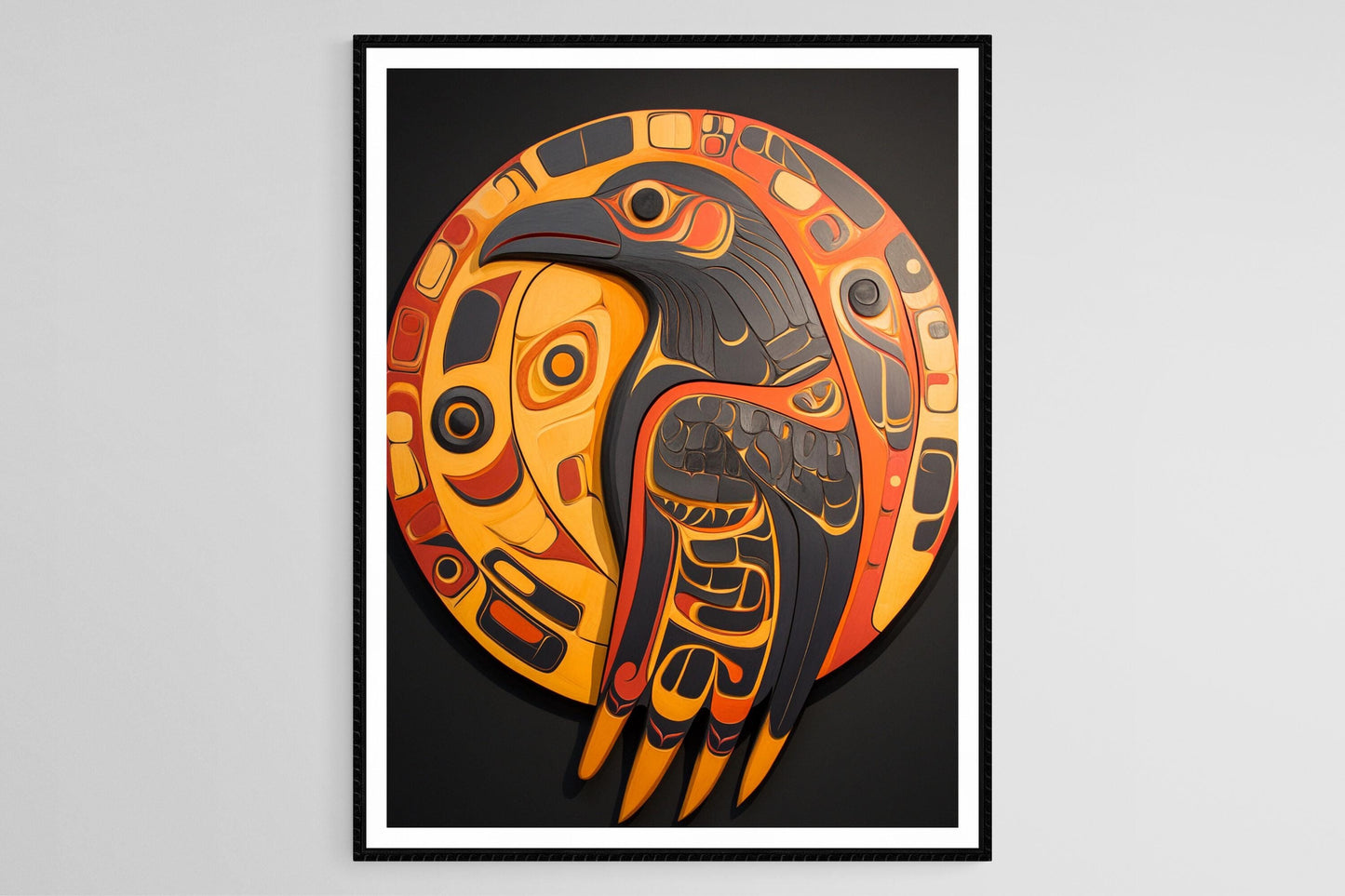 Affiche Raven Haida – Impression Art, Motifs Traditionnels, Trickster Mythique