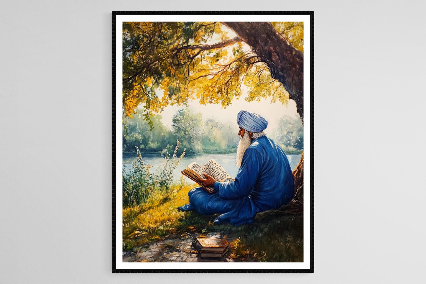 Affiche Sage Sikh – Poster Art de Lecture, Guru Granth Sahib, Sagesse Gurbani