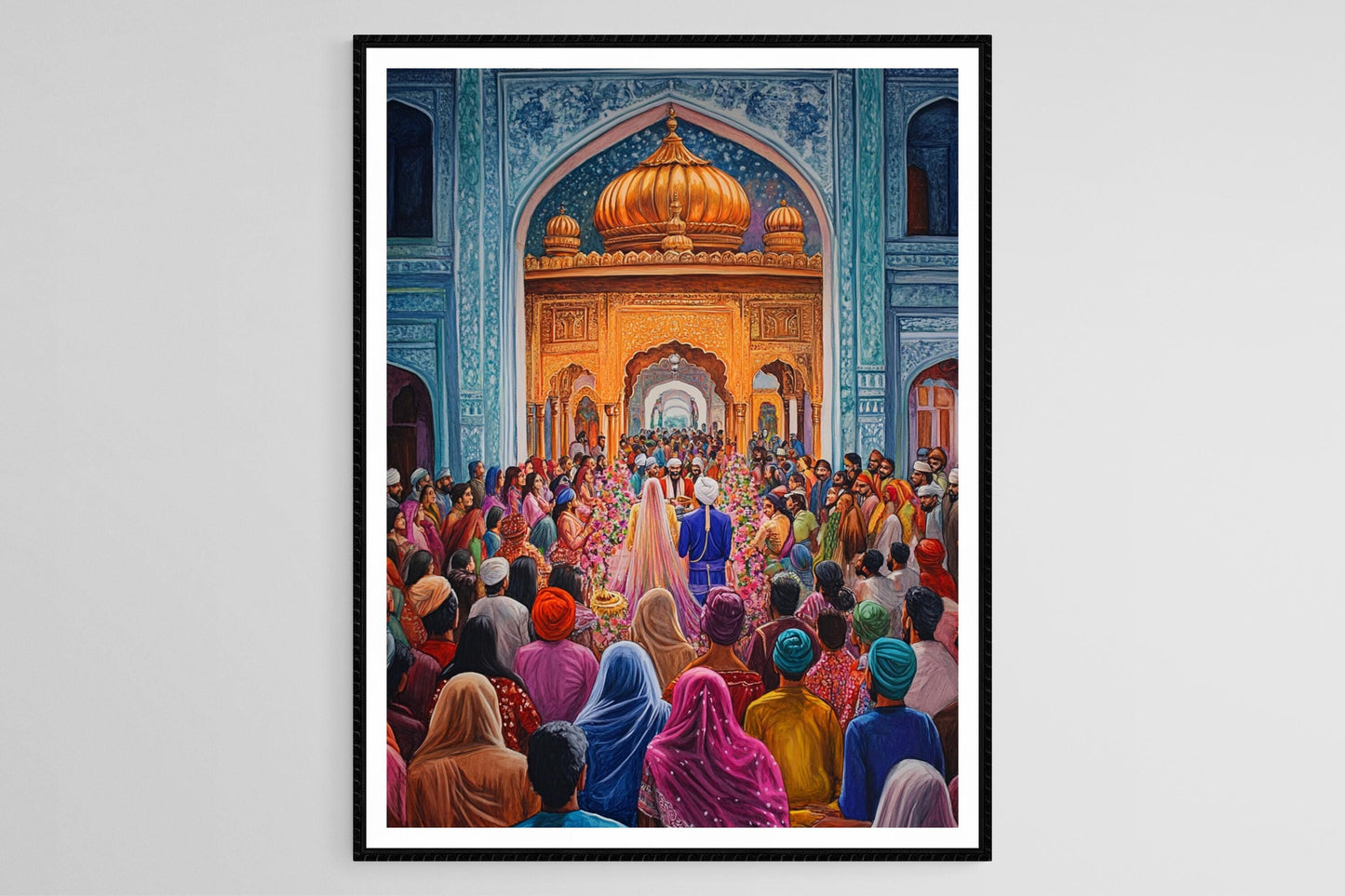 Affiche de Cérémonie de Mariage Sikh – Art Print Traditionnel en Amour et Unité