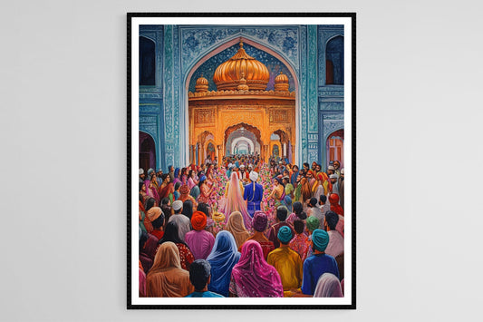 Affiche de Cérémonie de Mariage Sikh – Art Print Traditionnel en Amour et Unité