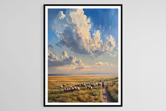 Affiche Puszta Hongroise – Poster de Bergers et Paysage Élargi